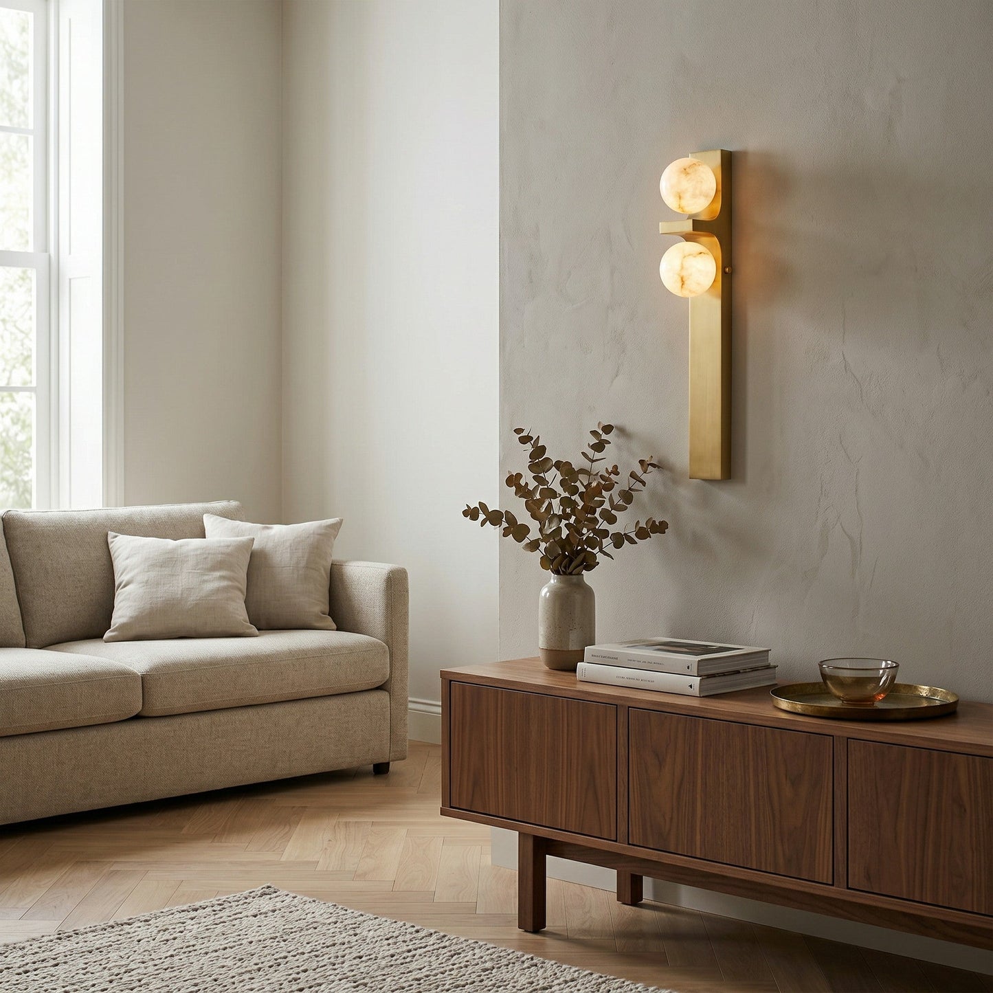 Asymmetrical Alabaster Wall Sconce