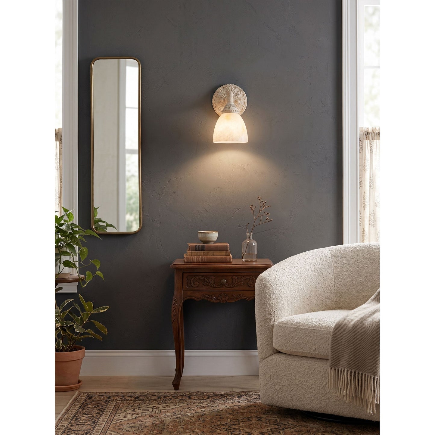 Quiberon Vanity Alabaster Wall Sconce