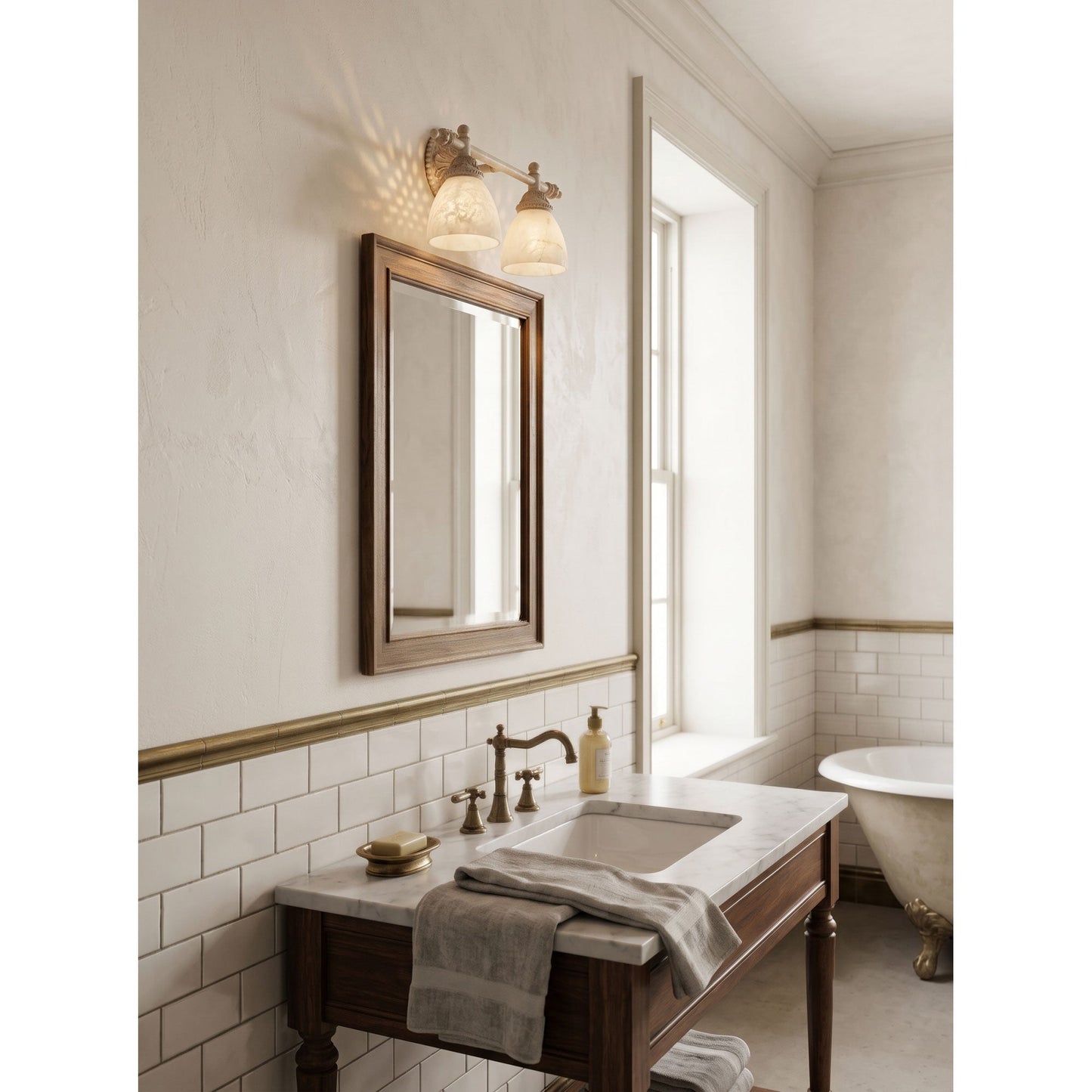 Quiberon Vanity Alabaster Wall Sconce