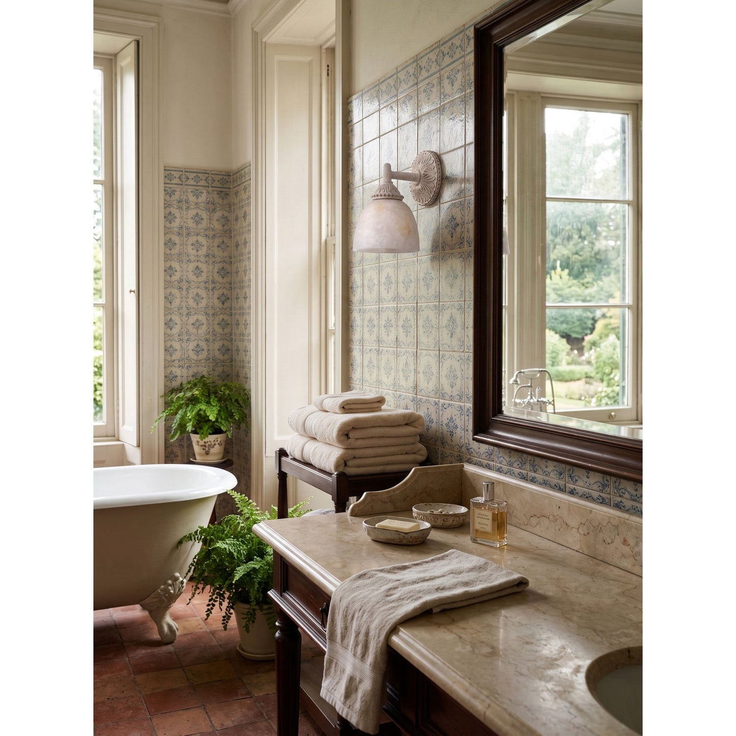 Quiberon Vanity Alabaster Wall Sconce