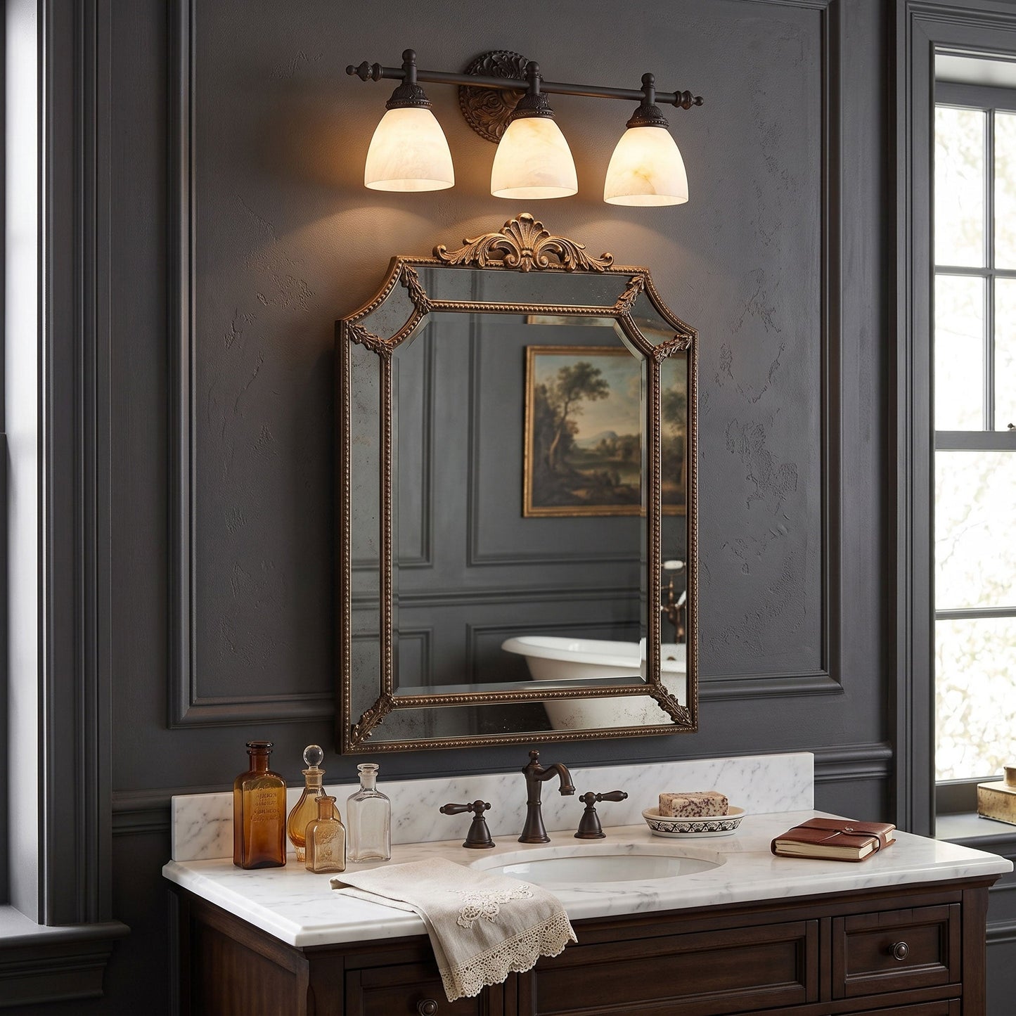 Quiberon Vanity Alabaster Wall Sconce