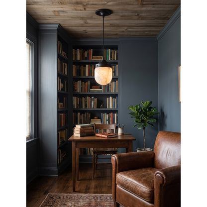 Bullet-shaped Alabaster Pendant Lamp