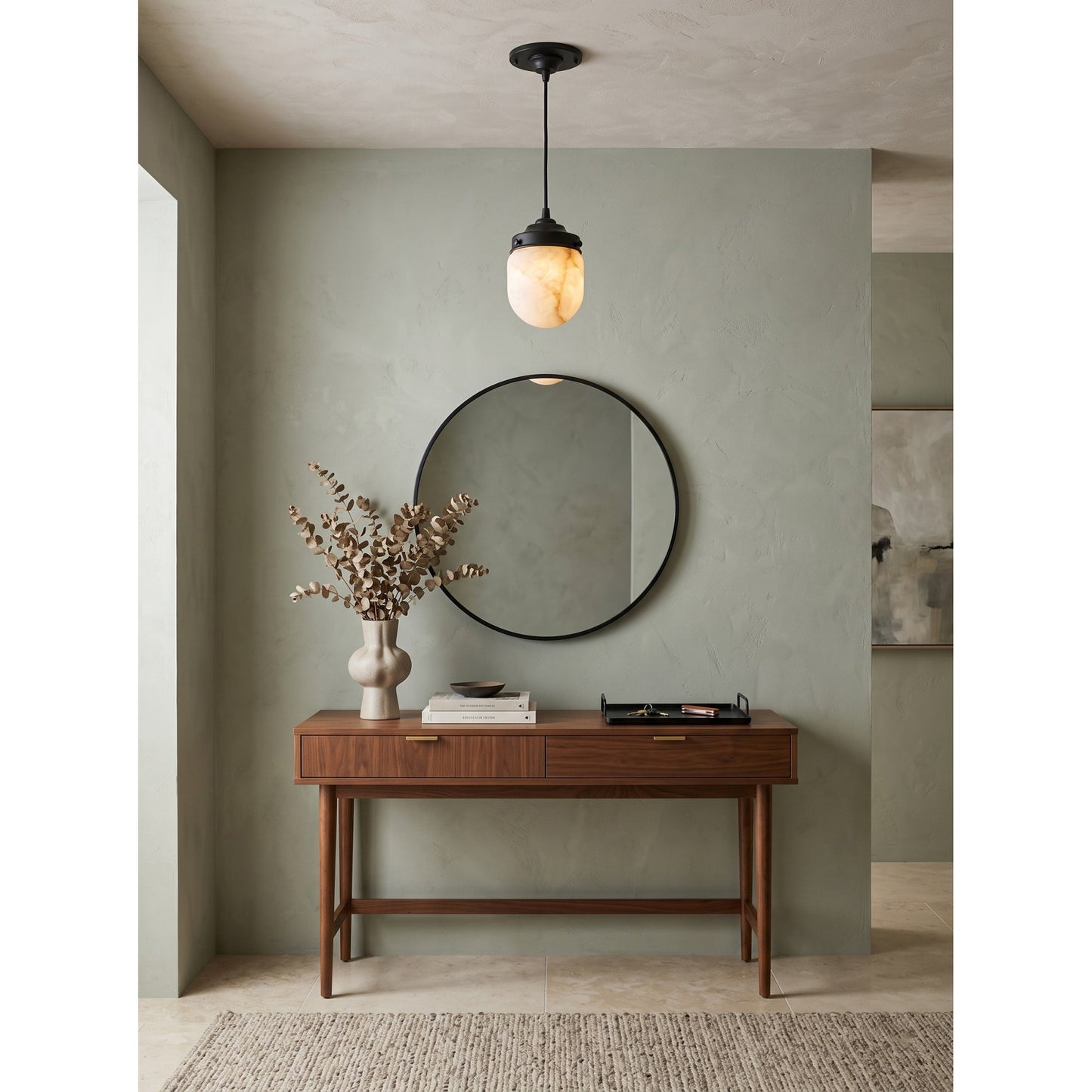 Bullet-shaped Alabaster Pendant Lamp