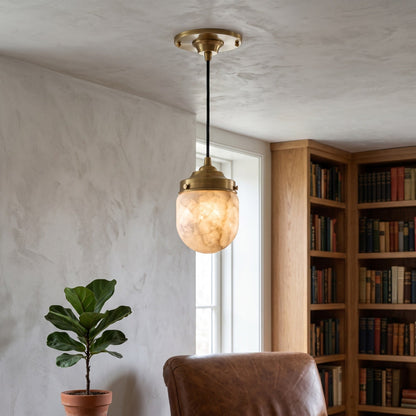 Bullet-shaped Alabaster Pendant Lamp