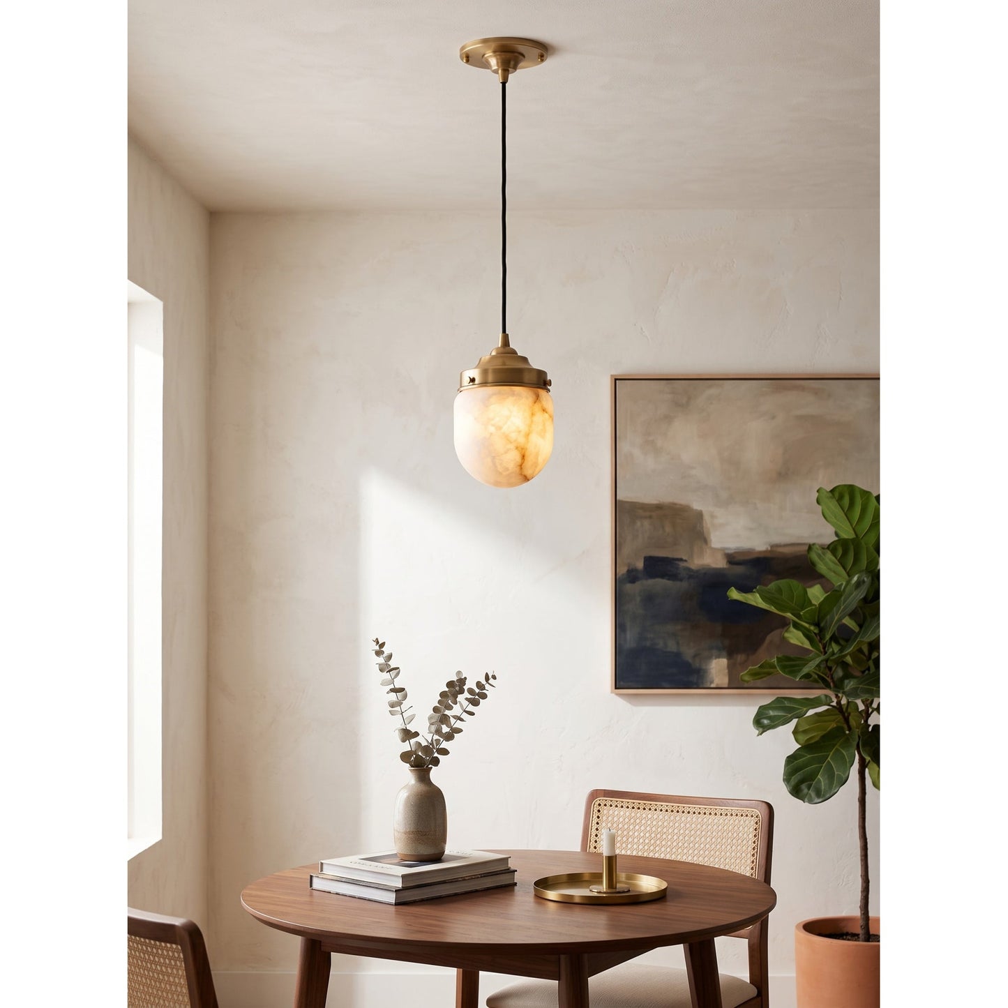 Bullet-shaped Alabaster Pendant Lamp