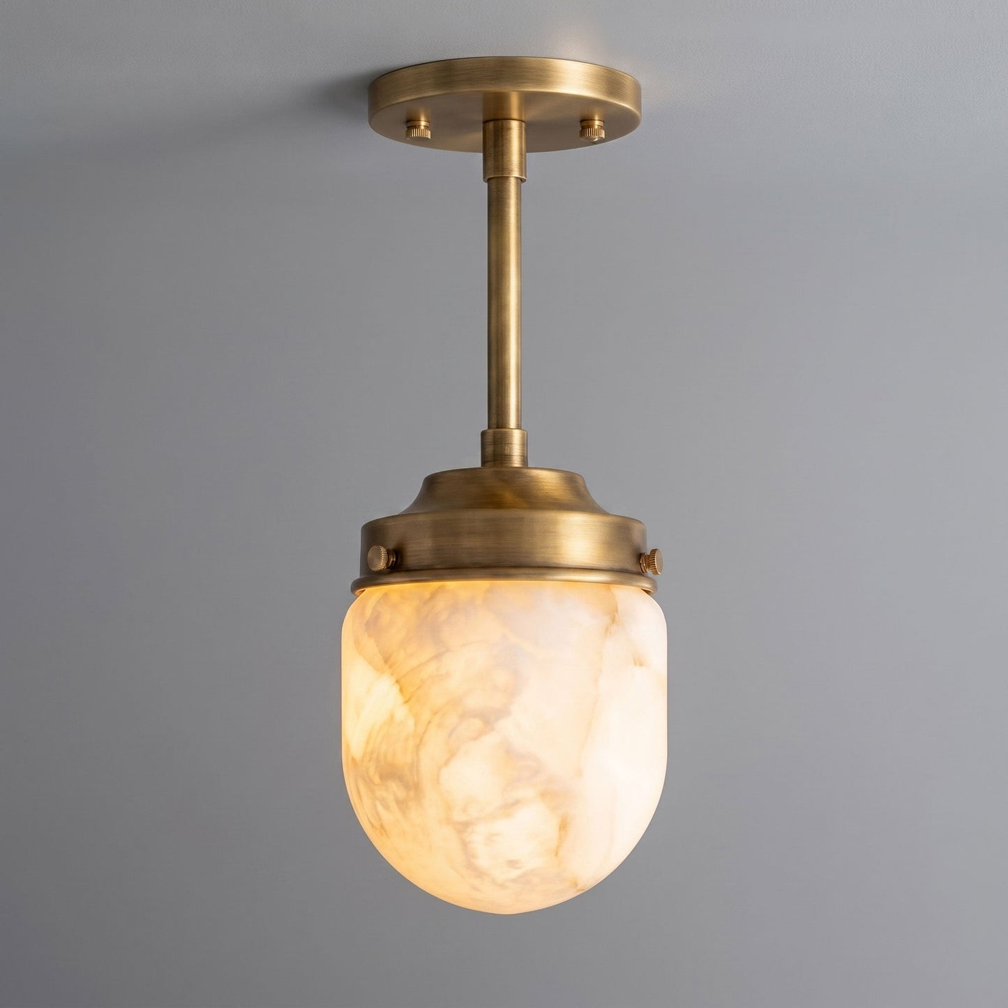 Bullet-shaped Alabaster Semi-Flush Mount Ceiling Light