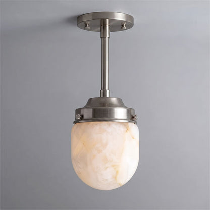 Bullet-shaped Alabaster Semi-Flush Mount Ceiling Light