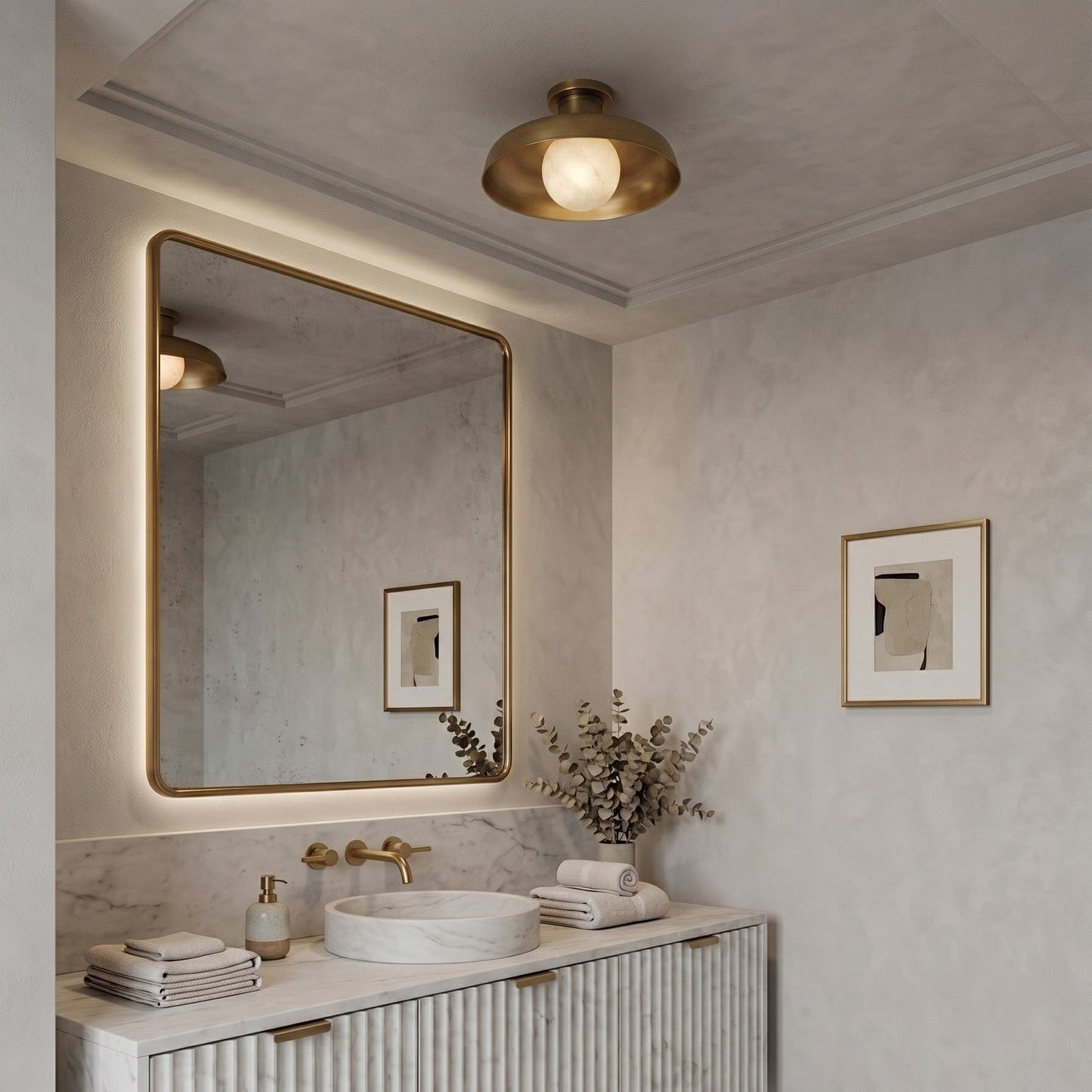 Dora Alabaster Semi-Flush Mount