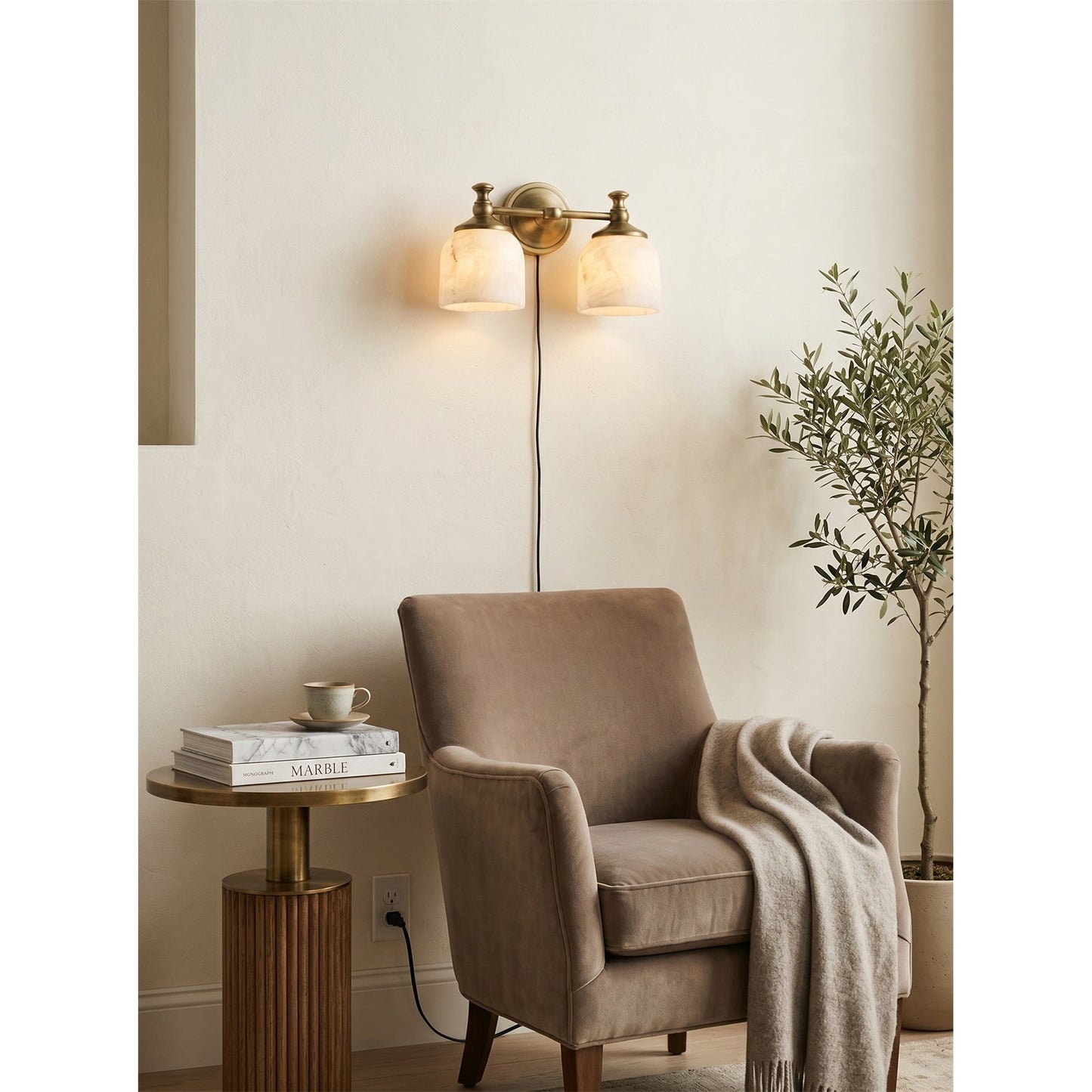 Chart Alabaster Plug-in Wall Sconce