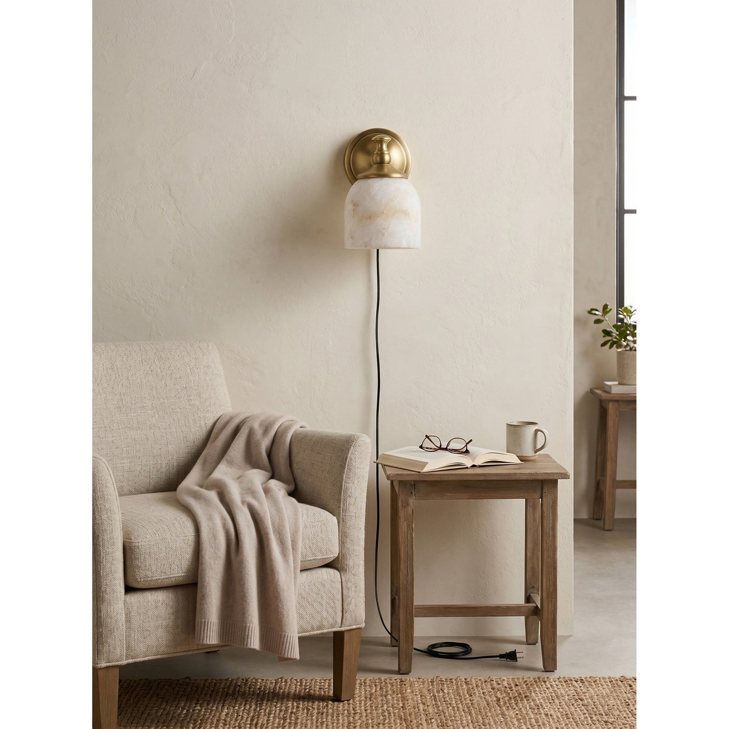 Chart Alabaster Plug-in Wall Sconce