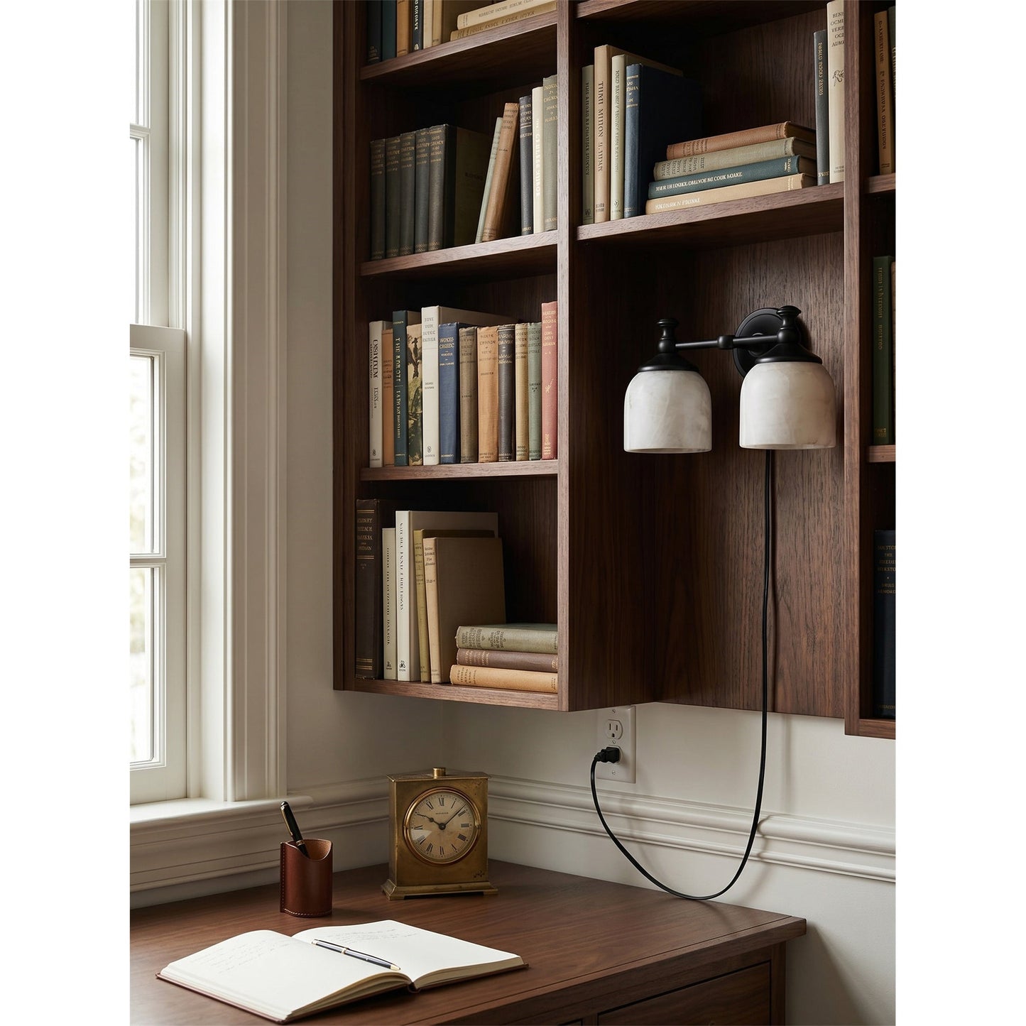 Chart Alabaster Plug-in Wall Sconce