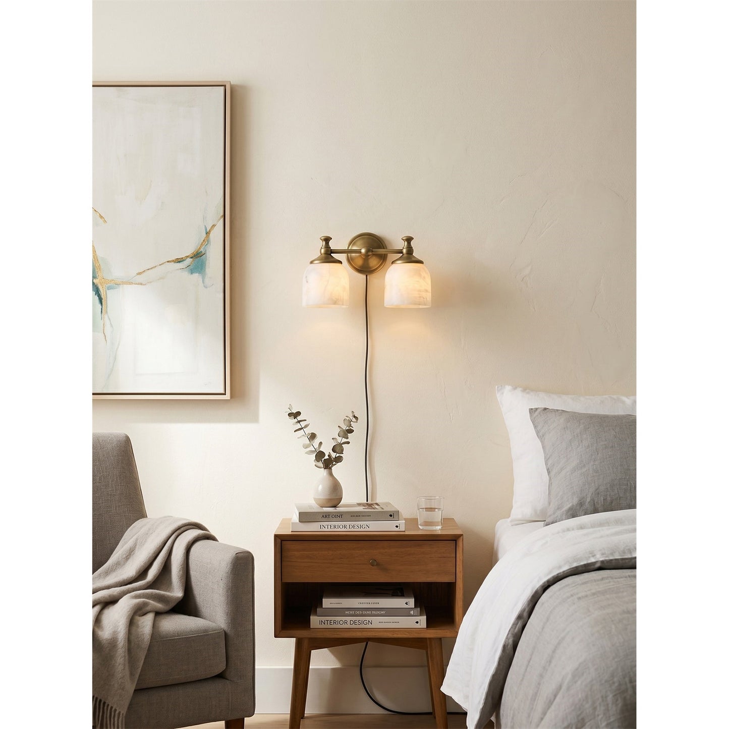 Chart Alabaster Plug-in Wall Sconce