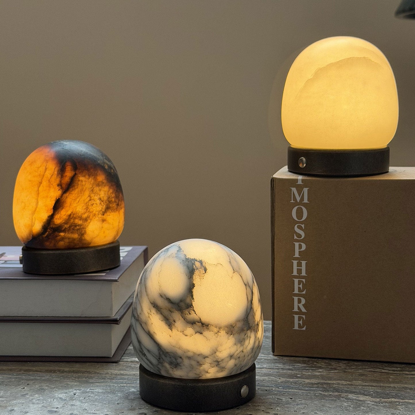 Deventer Glow Alabaster Table Lamp (Built-in Battery)