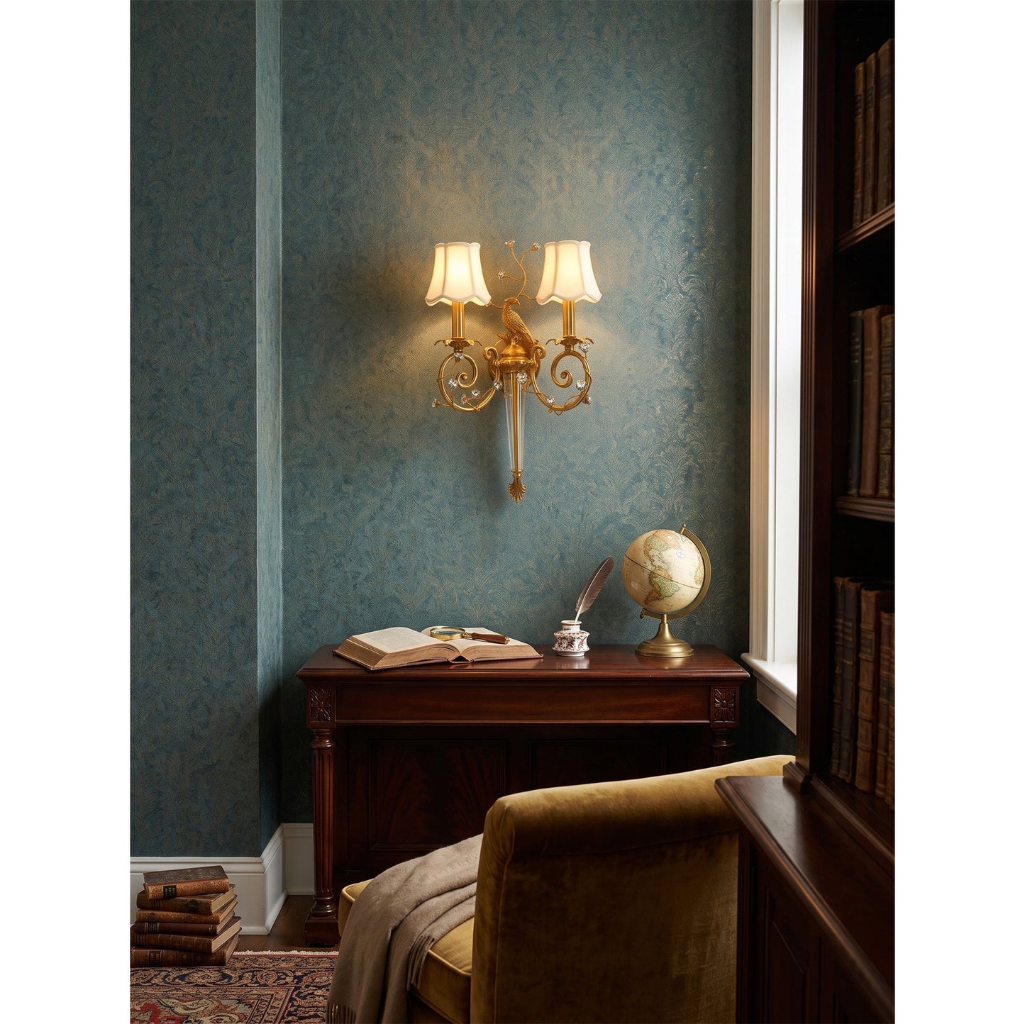 Delphia Peacock Wall Sconce