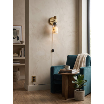 Elmis Alabaster Plug-in Wall Sconce