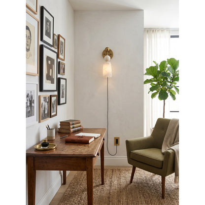 Elmis Alabaster Plug-in Wall Sconce