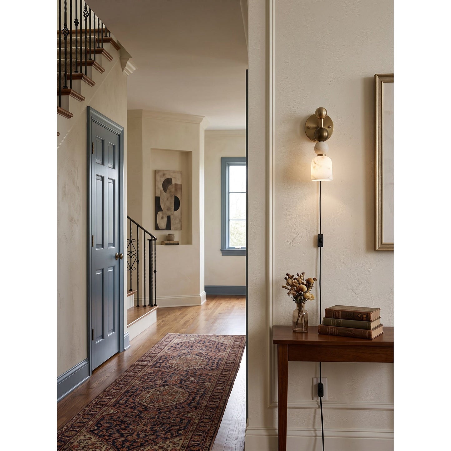 Elmis Alabaster Plug-in Wall Sconce