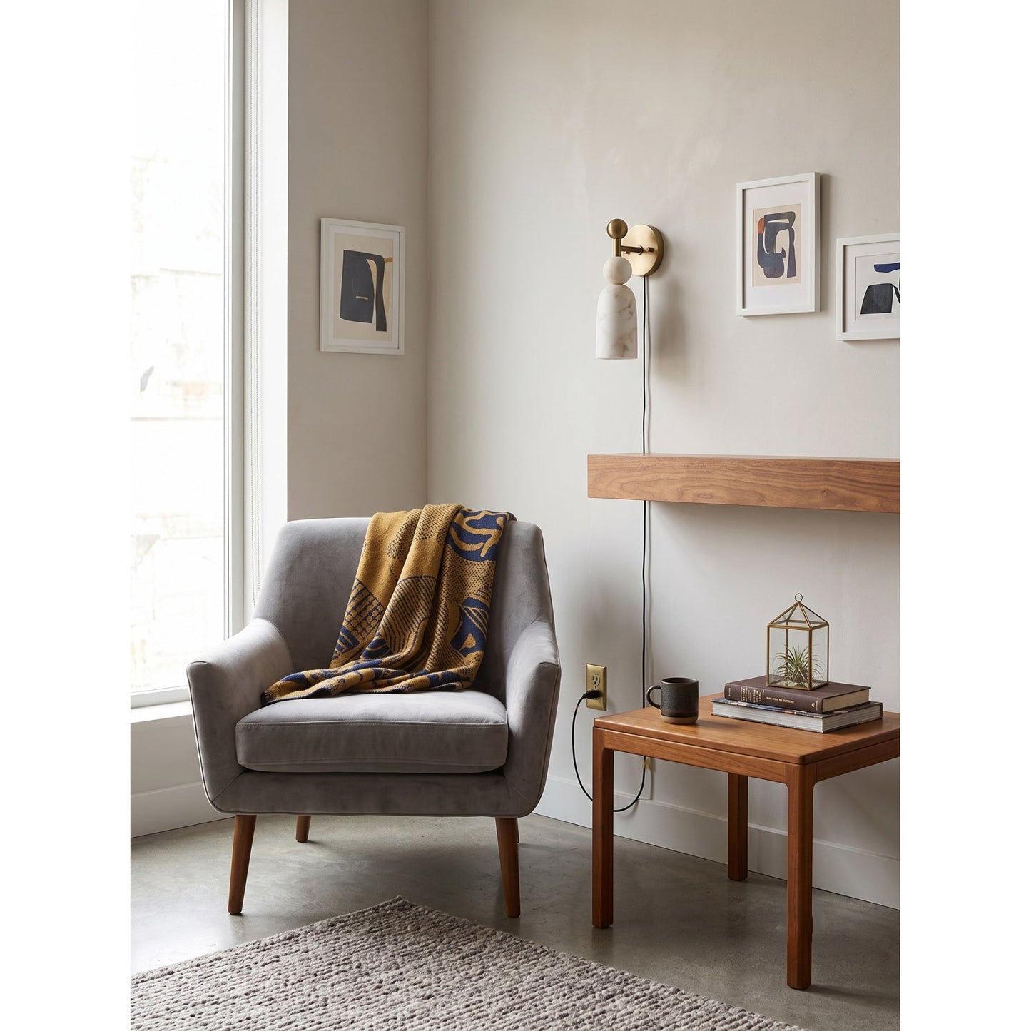 Elmis Alabaster Plug-in Wall Sconce