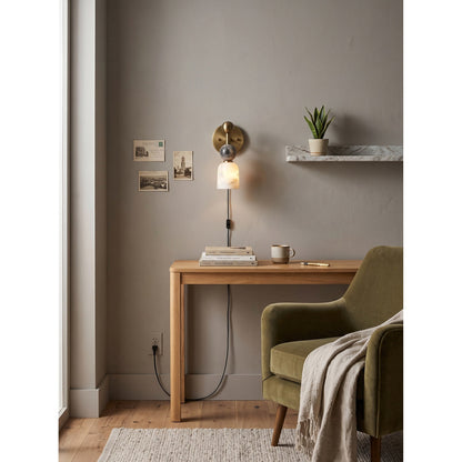 Elmis Alabaster Plug-in Wall Sconce