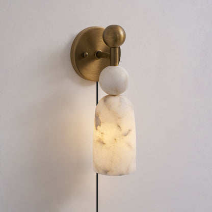 Elmis Alabaster Plug-in Wall Sconce