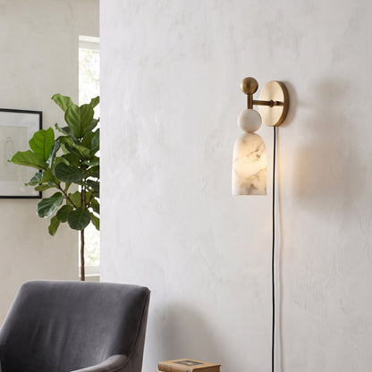 Elmis Alabaster Plug-in Wall Sconce