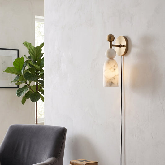 Elmis Alabaster Plug-in Wall Sconce