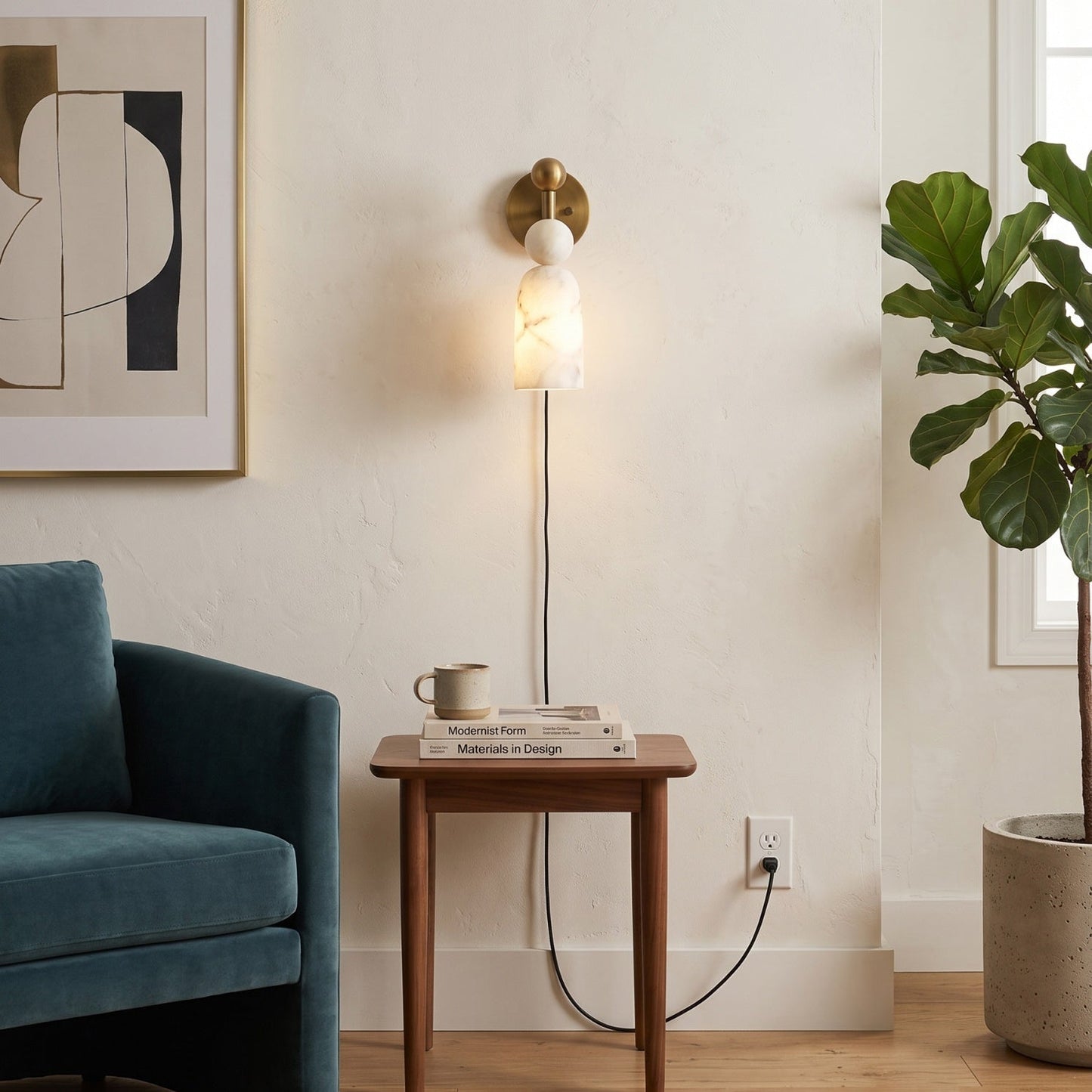 Elmis Alabaster Plug-in Wall Sconce