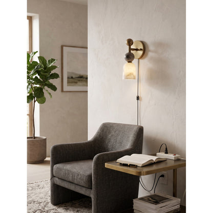 Elmis Alabaster Plug-in Wall Sconce