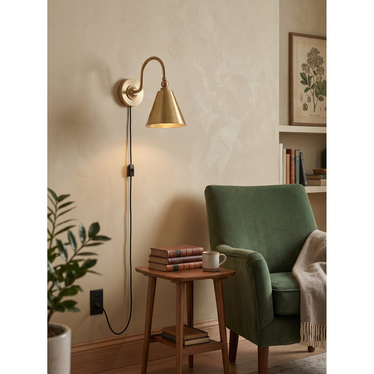 Stanmere Brass Plug-in Wall Sconce