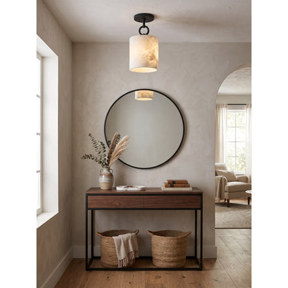 Nevara Circle Alabaster Flush Mount Ceiling Light