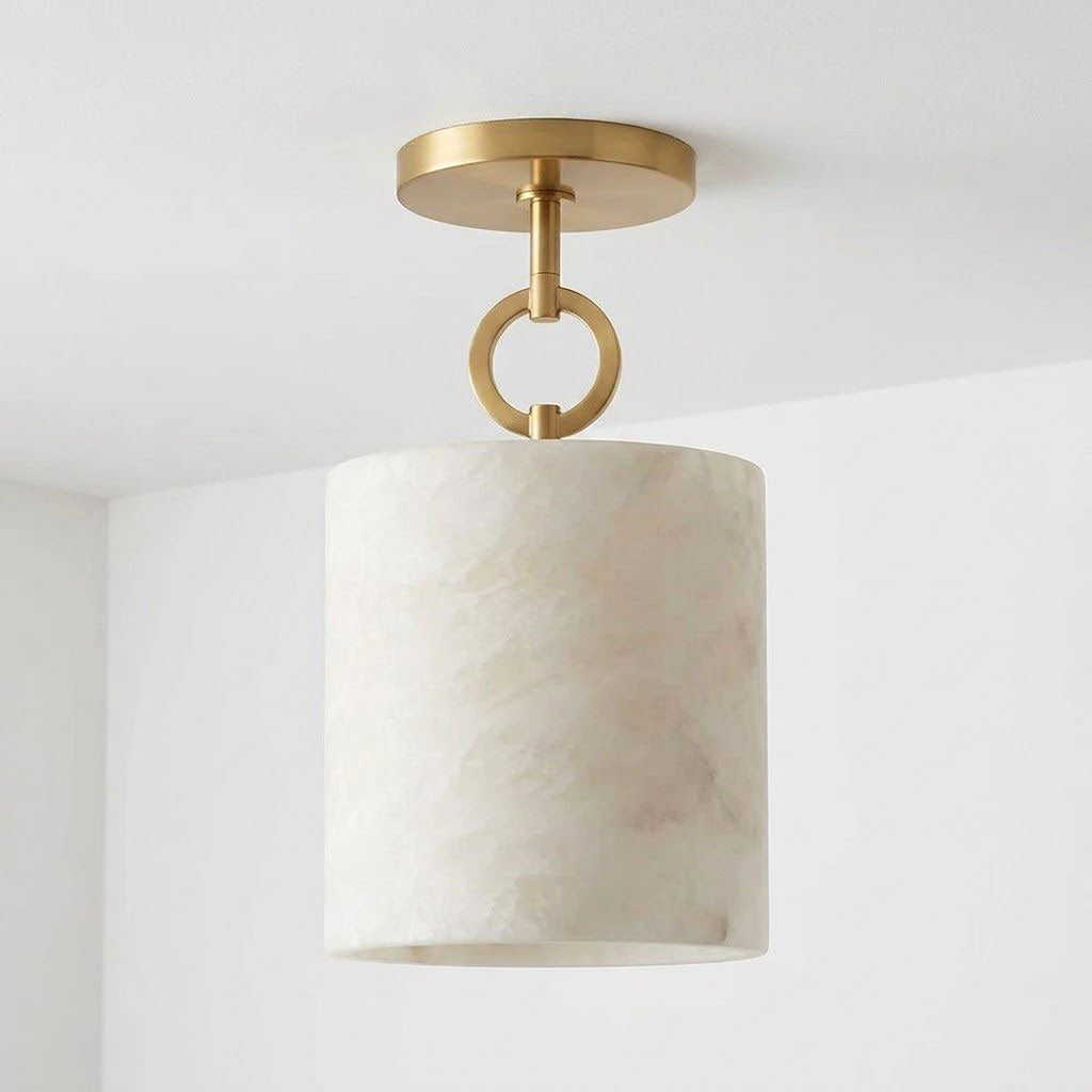 Nevara Circle Alabaster Flush Mount Ceiling Light