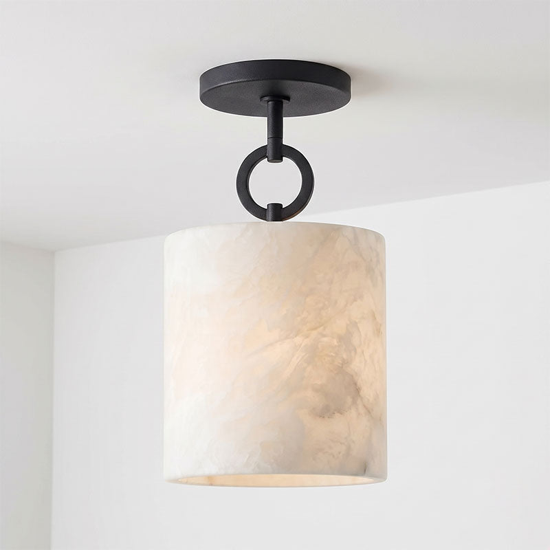 Nevara Circle Alabaster Flush Mount Ceiling Light