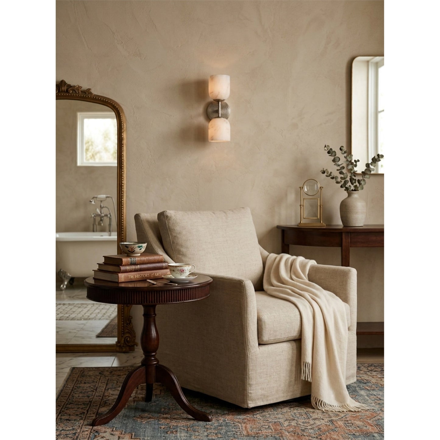 Coria Alabaster Hammered Wall Sconce