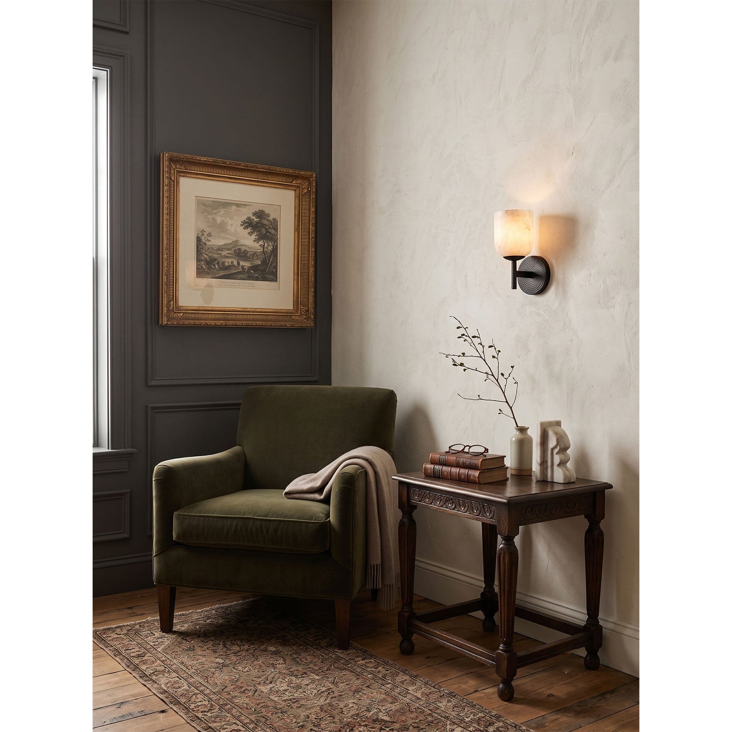Coria Alabaster Hammered Wall Sconce