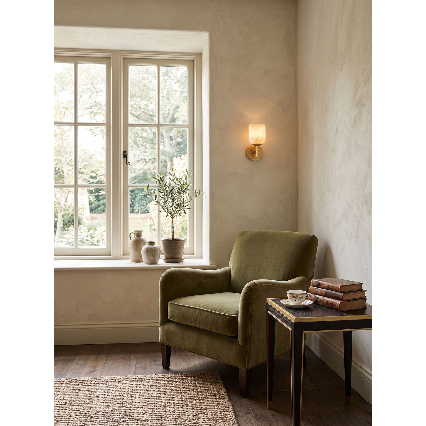 Coria Alabaster Hammered Wall Sconce
