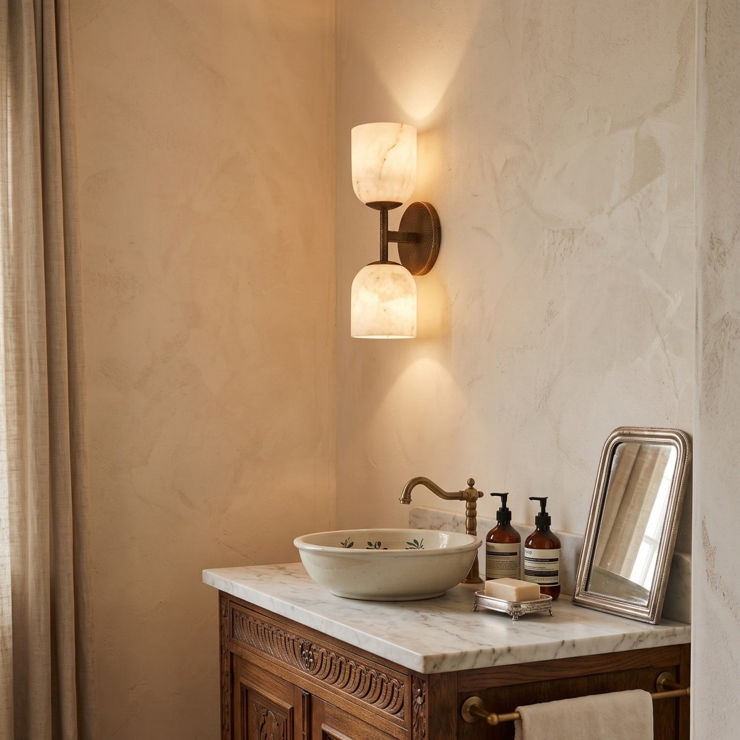 Coria Alabaster Hammered Wall Sconce