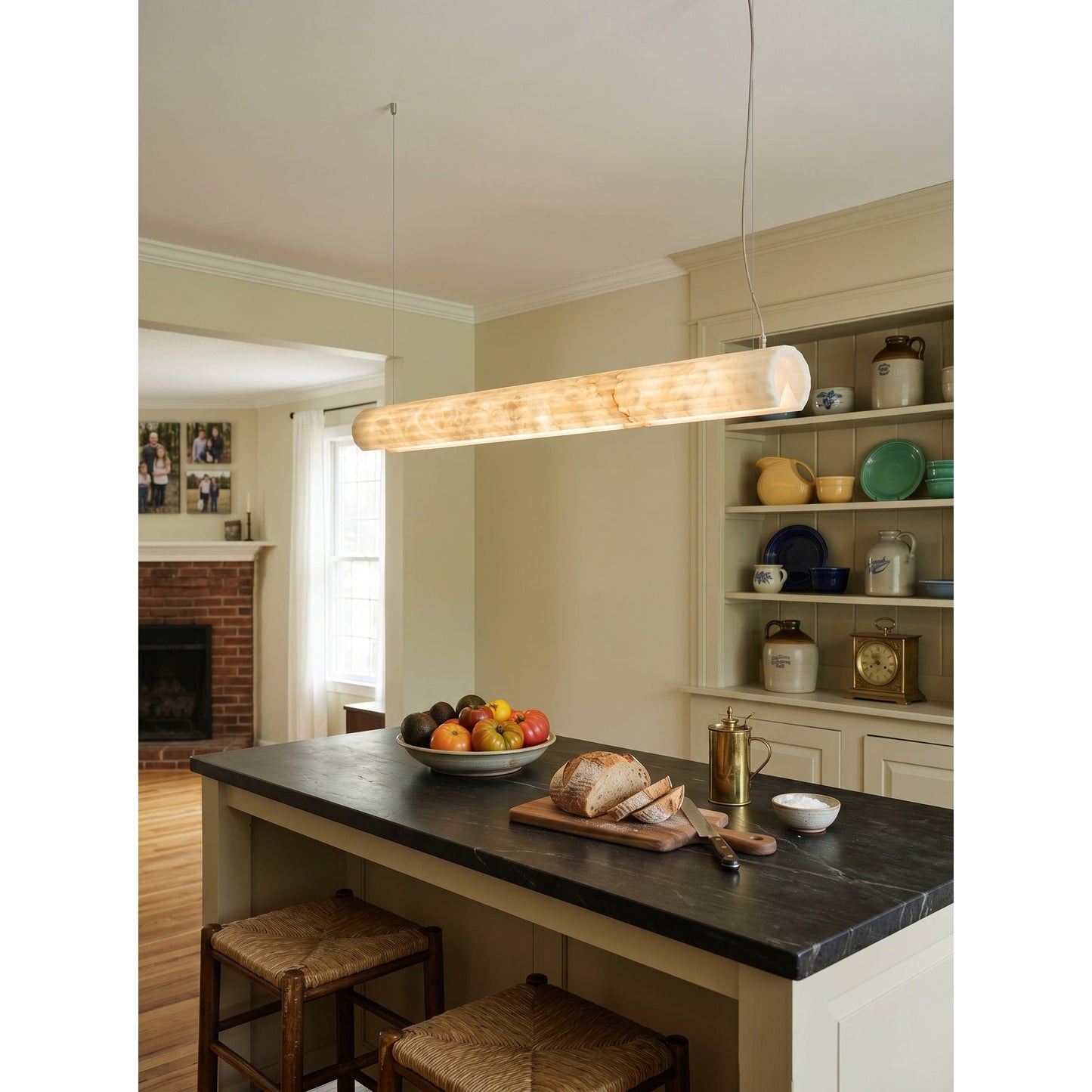 Horizontal Alabaster Roller Pendant Lamp