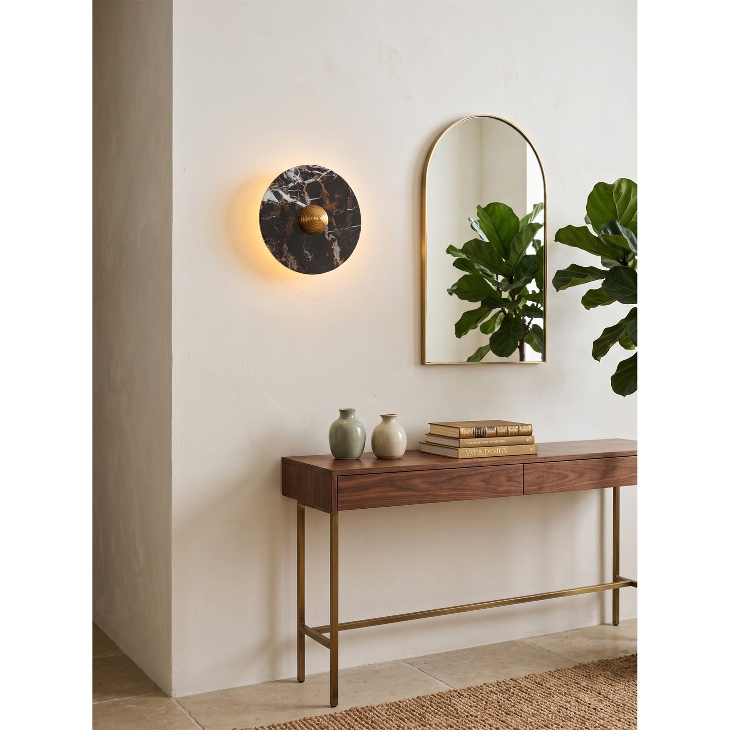 Marisol Black Gold Marble Wall Sconce
