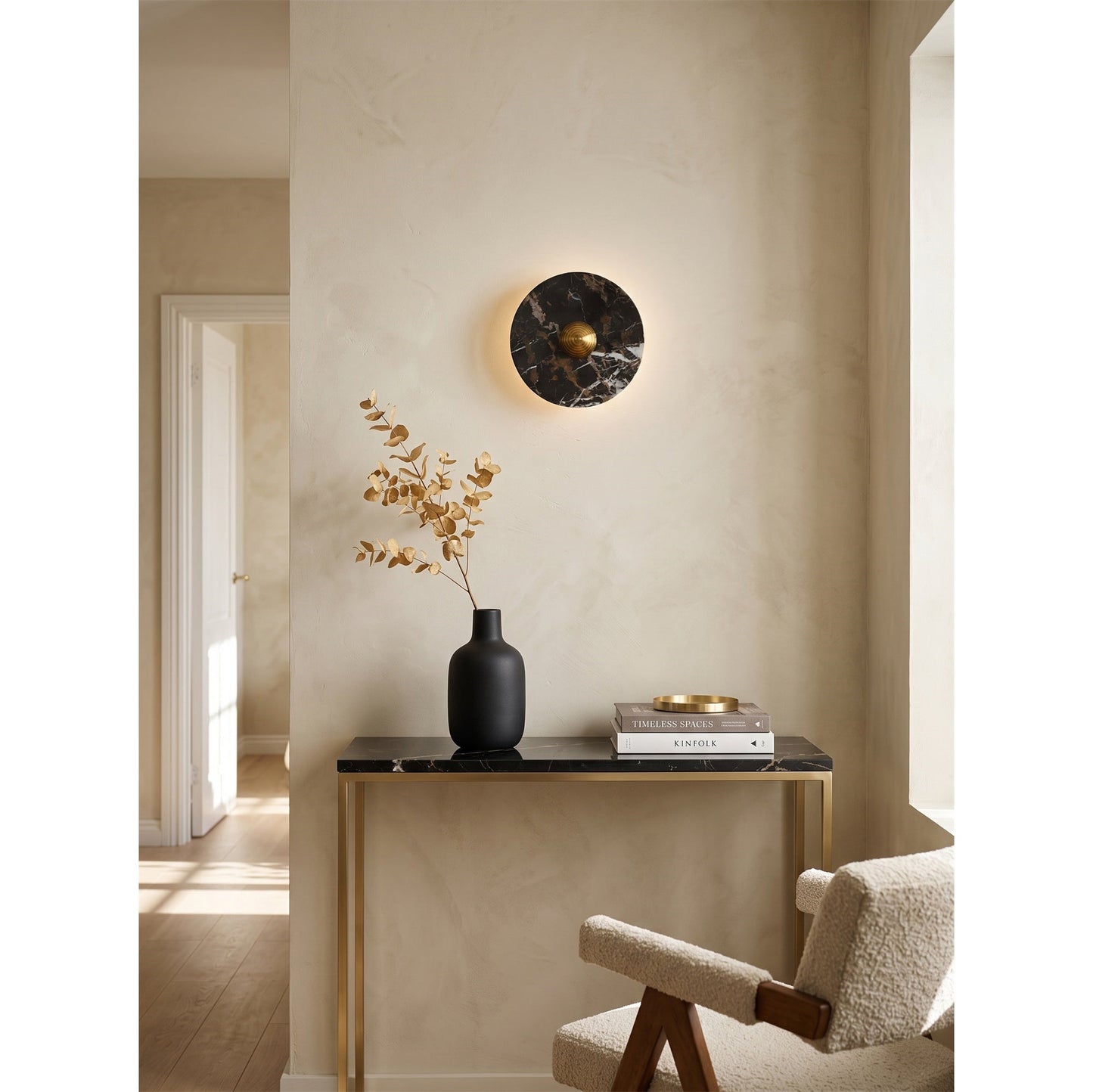 Marisol Black Gold Marble Wall Sconce