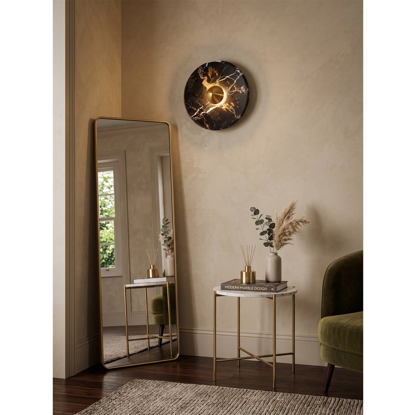 Marisol Black Gold Marble Wall Sconce