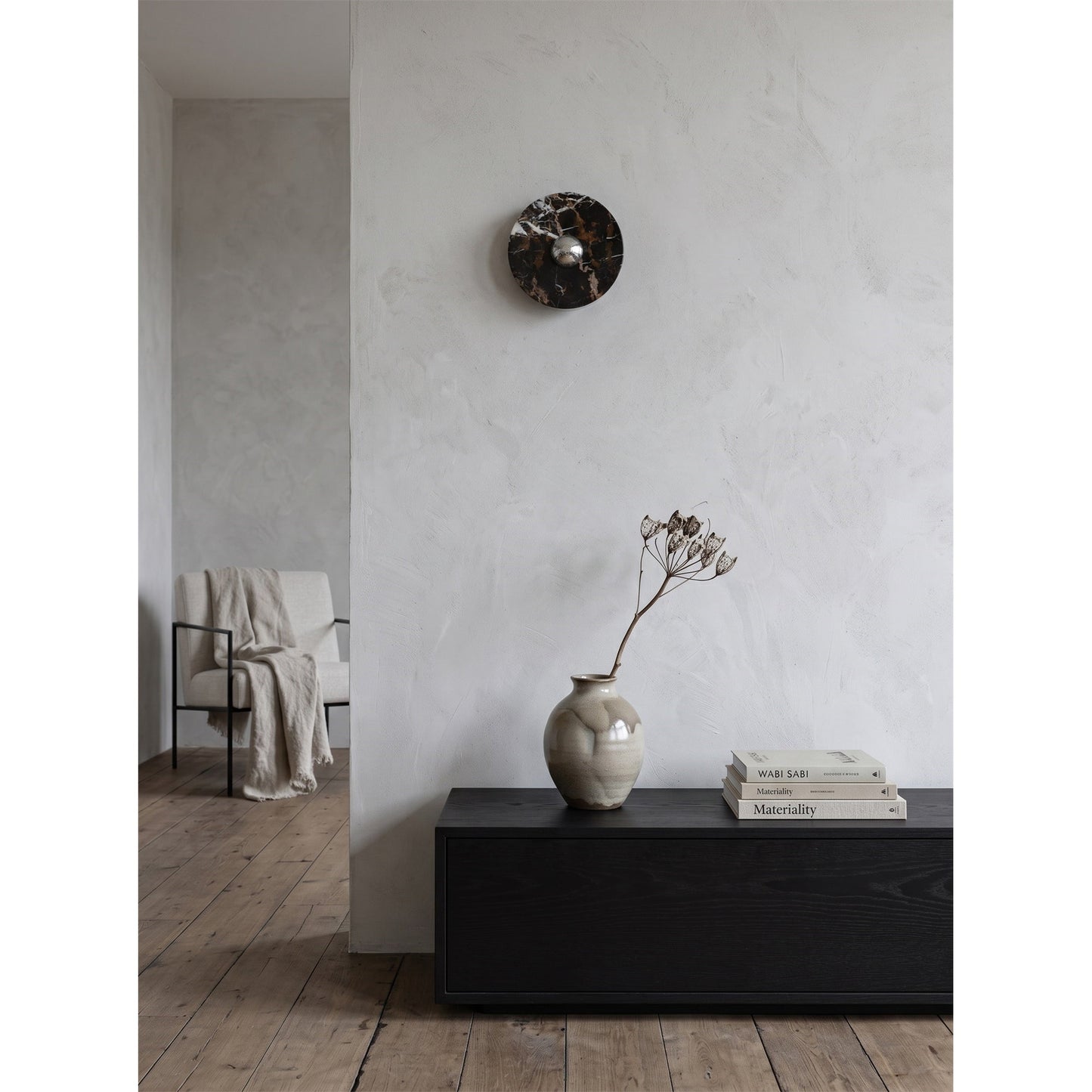 Marisol Black Gold Marble Wall Sconce