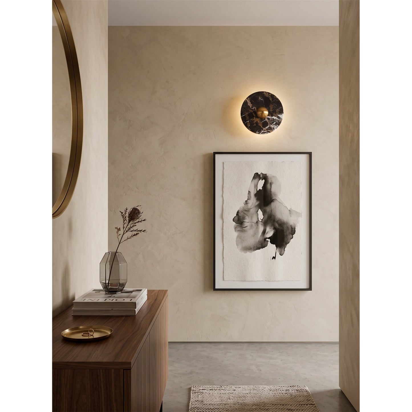 Marisol Black Gold Marble Wall Sconce
