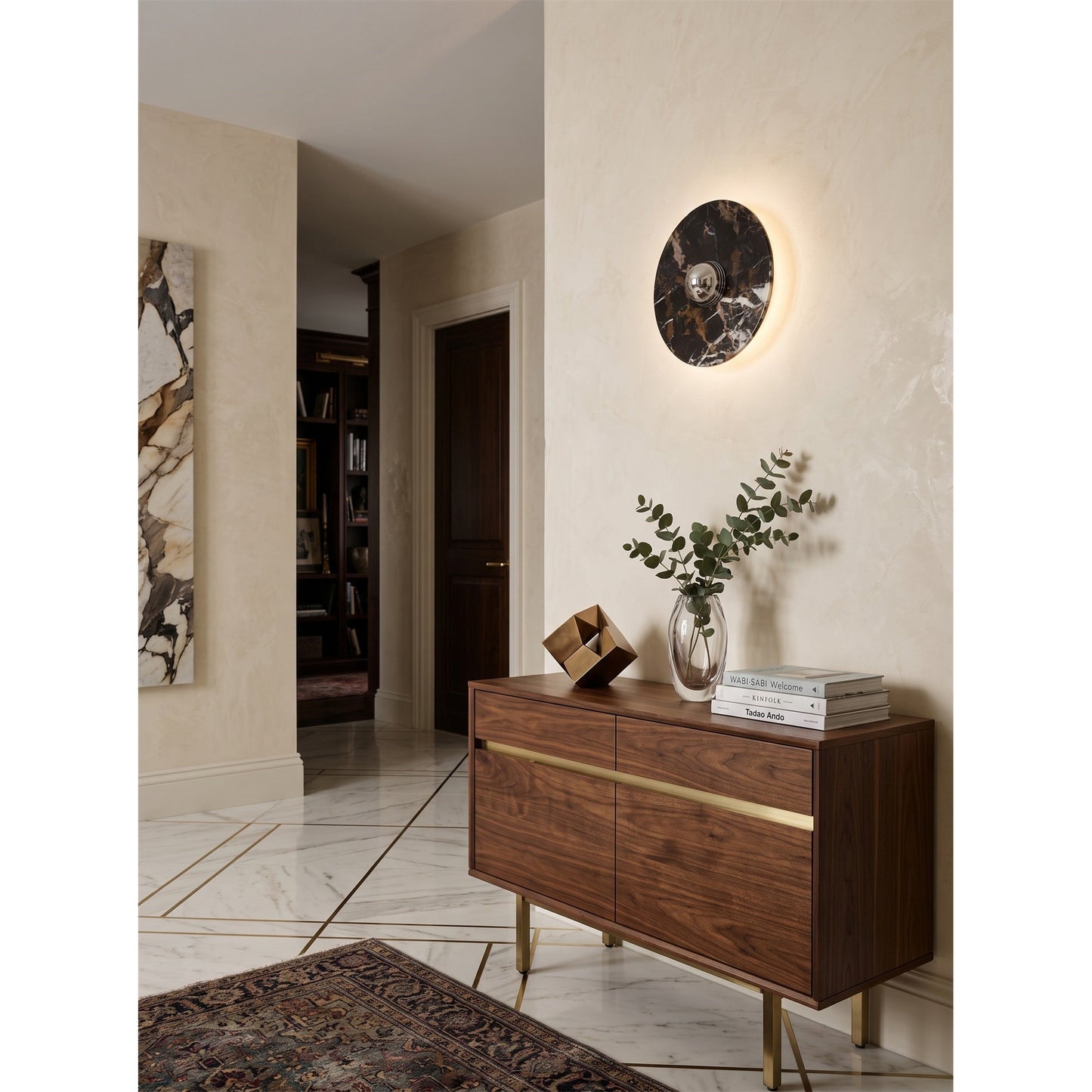 Marisol Black Gold Marble Wall Sconce