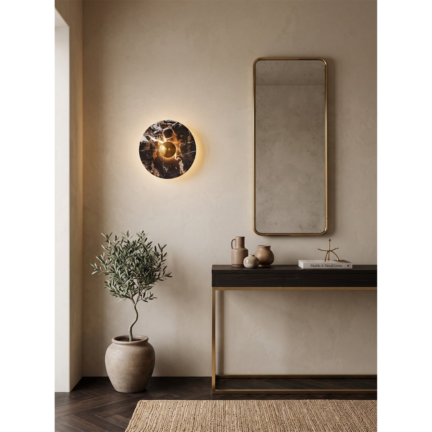 Marisol Black Gold Marble Wall Sconce