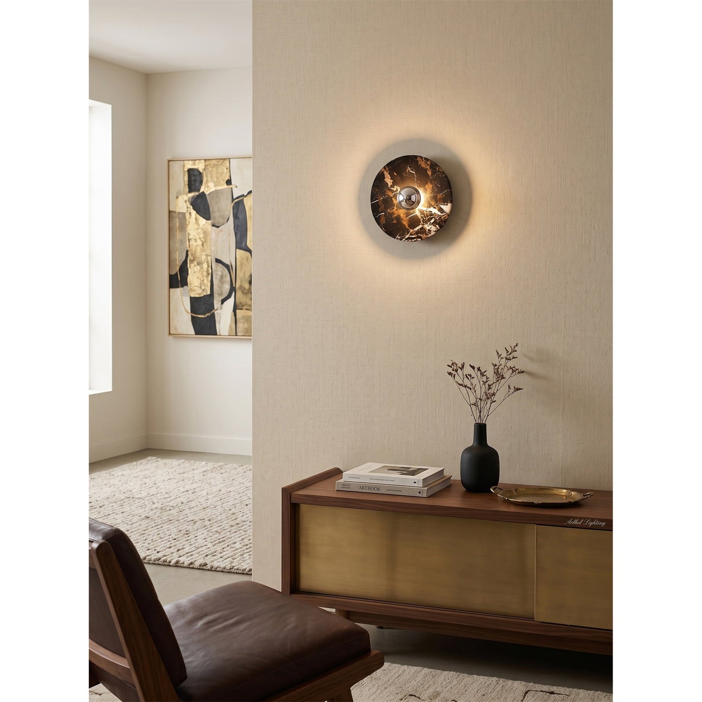 Marisol Black Gold Marble Wall Sconce