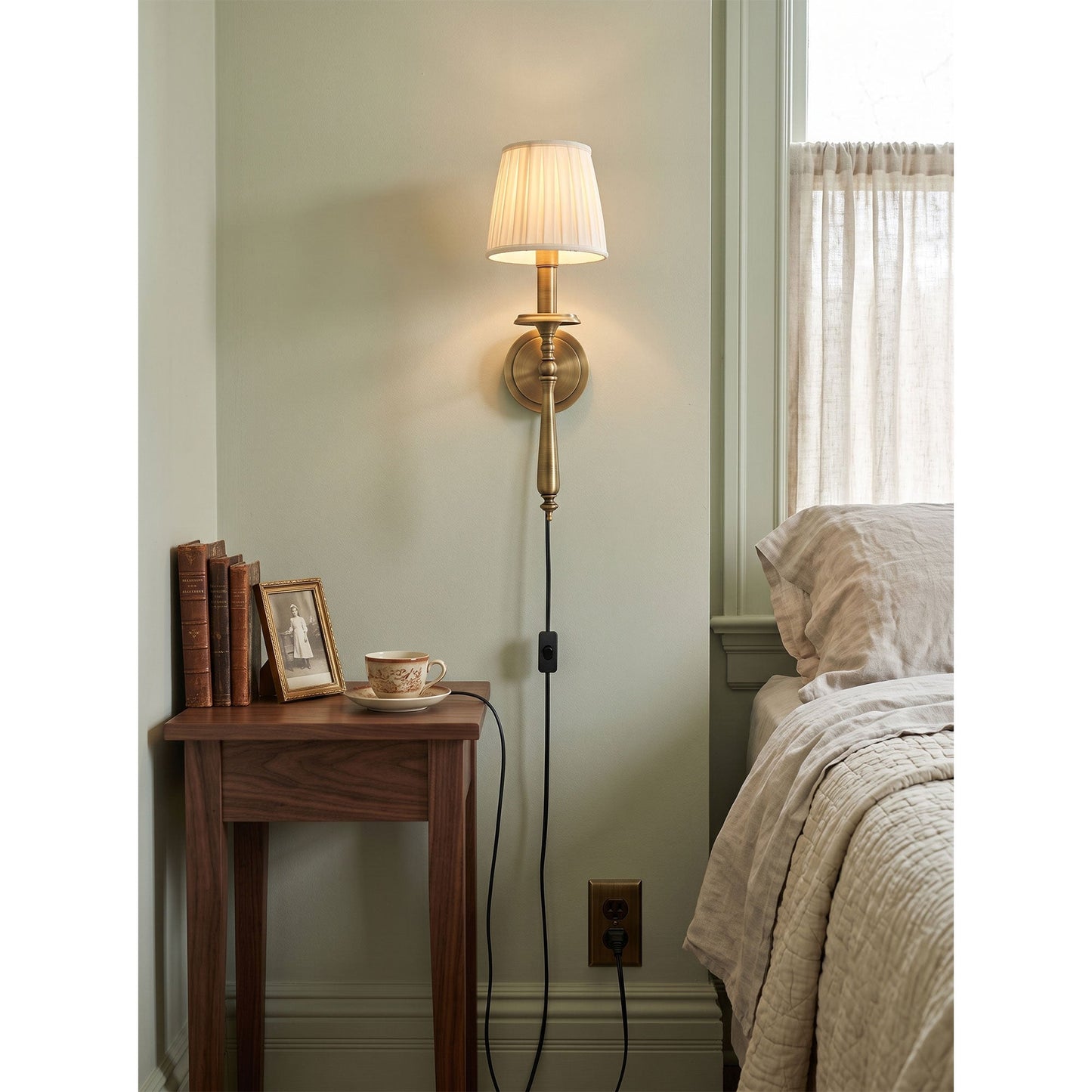 Halden Brass Plug-in Wall Sconce