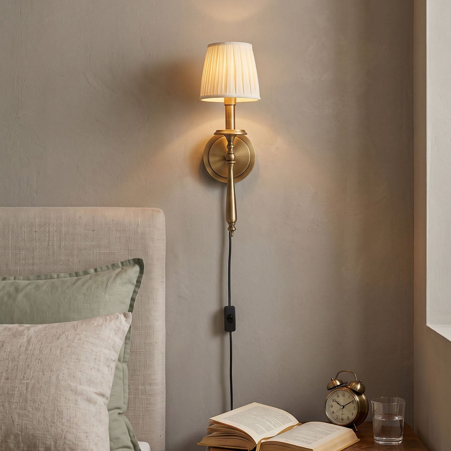 Halden Brass Plug-in Wall Sconce