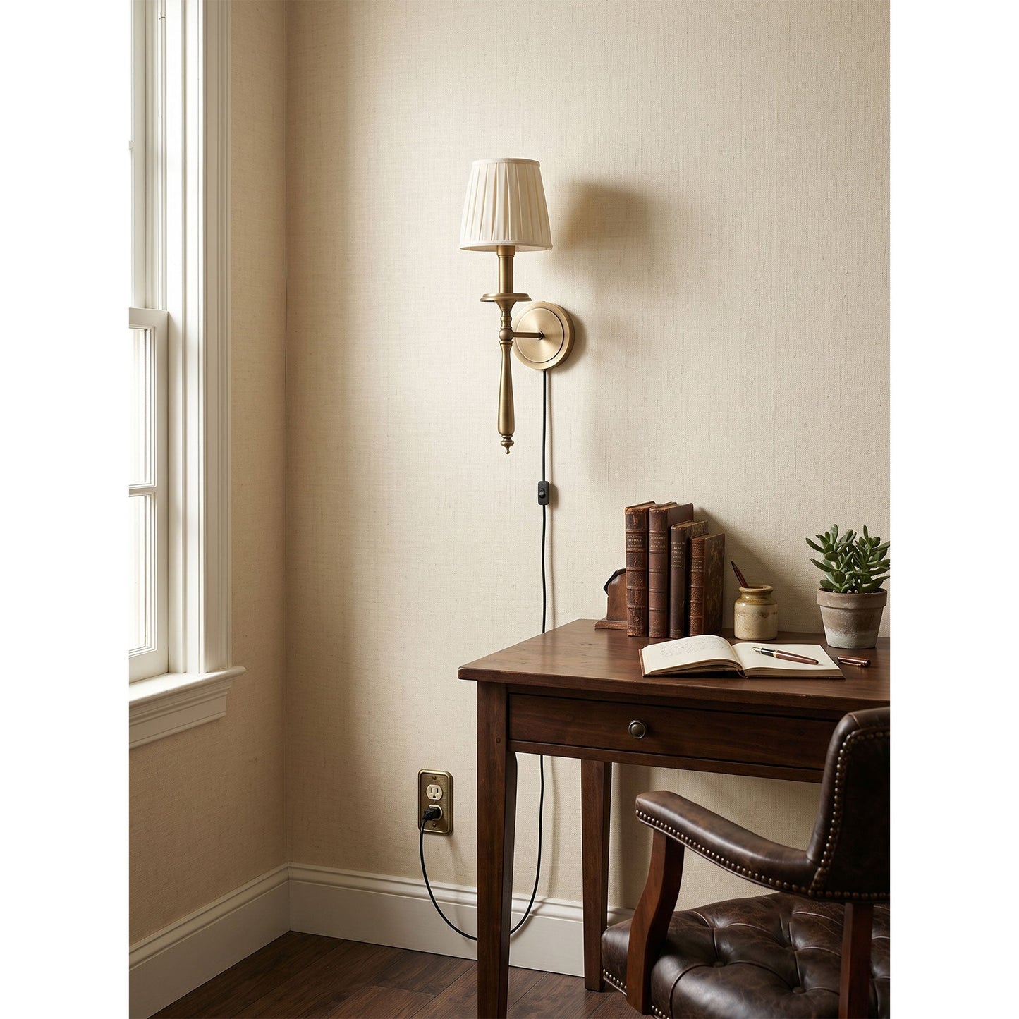 Halden Brass Plug-in Wall Sconce
