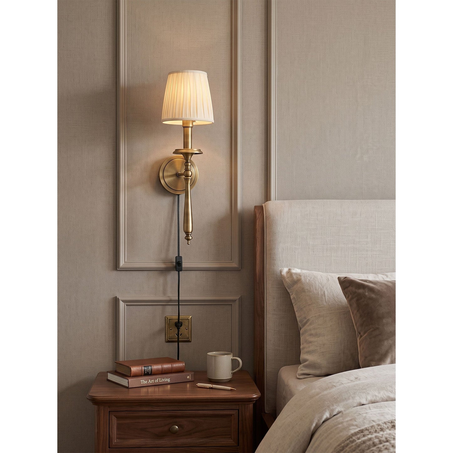 Halden Brass Plug-in Wall Sconce
