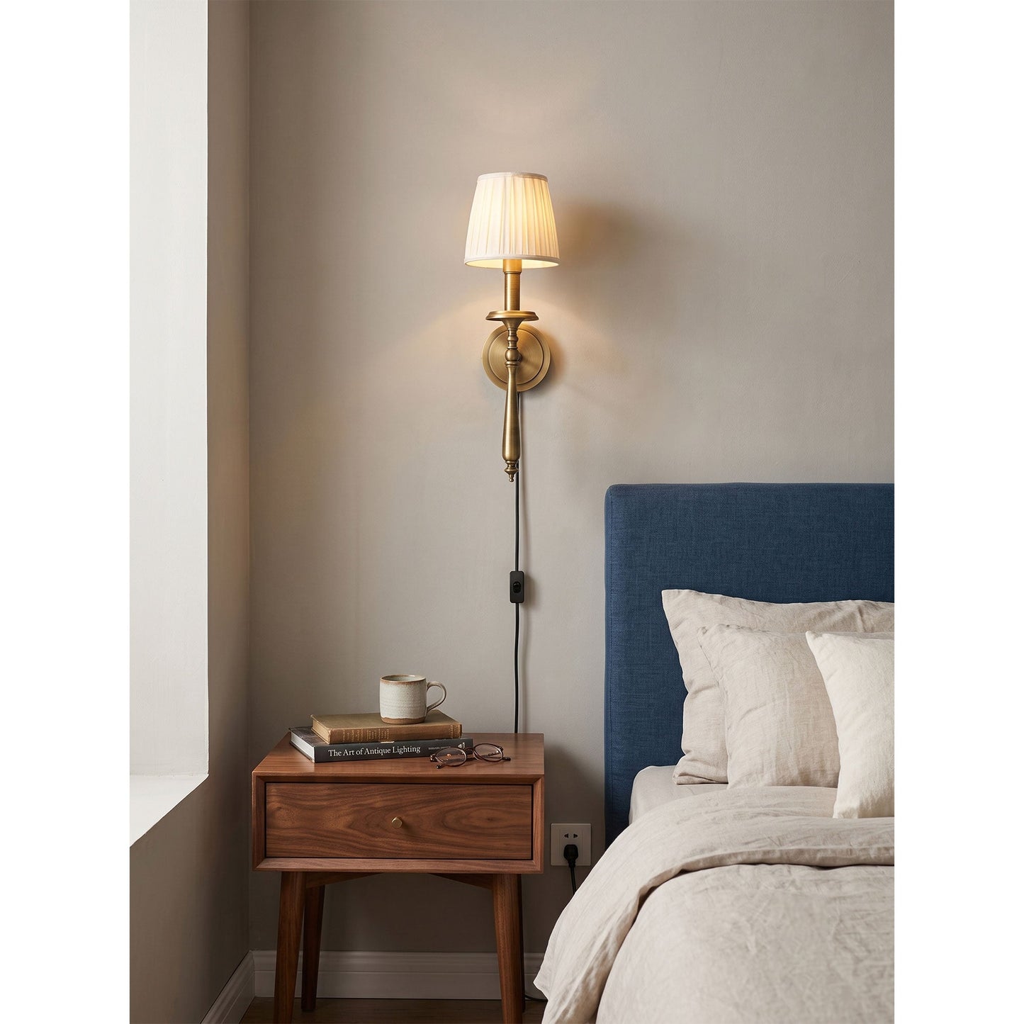 Halden Brass Plug-in Wall Sconce